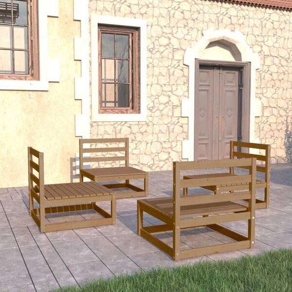 vidaXL 4 pcs conjunto lounge de jardim pinho s&oacute;lido castanho mel