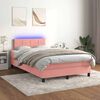 vidaXL Cama box spring c/ colch&atilde;o luzes e LED 120x190 cm veludo rosa