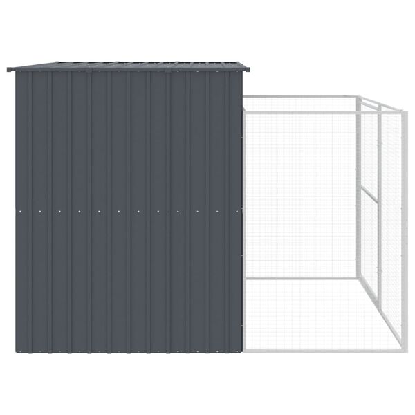 vidaXL Casota p/ c&atilde;es c/ parque 214x253x181 cm a&ccedil;o galvaniz. antracite