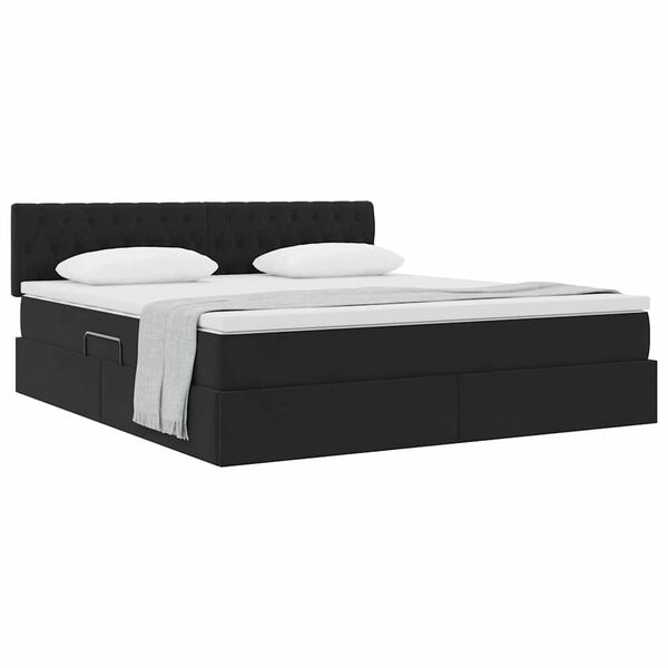vidaXL Cama com Armazenamento com colch&atilde;o Preto 180 x 200 cm Veludo
