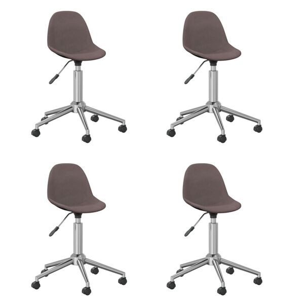 vidaXL Cadeiras de jantar girat&oacute;rias 4 pcs tecido cinzento-acastanhado