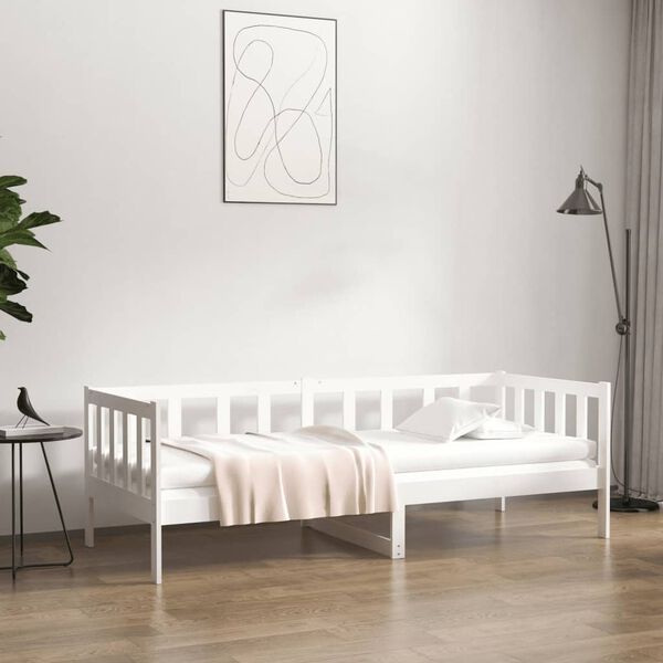 vidaXL Sofá-cama sem colchão 90x190 cm madeira de pinho maciça branco