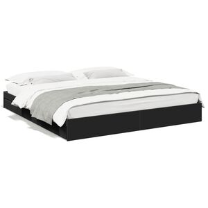 vidaXL Estrutura de cama c/ gavetas 200x200 cm derivados madeira preto
