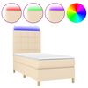 vidaXL Cama box spring c/ colch&atilde;o e LED 90x190 cm tecido cor creme