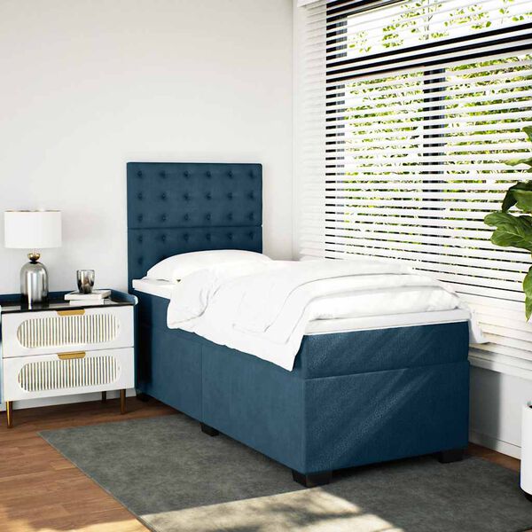 vidaXL Cama boxspring com colch&atilde;o 100x200 cm veludo azul