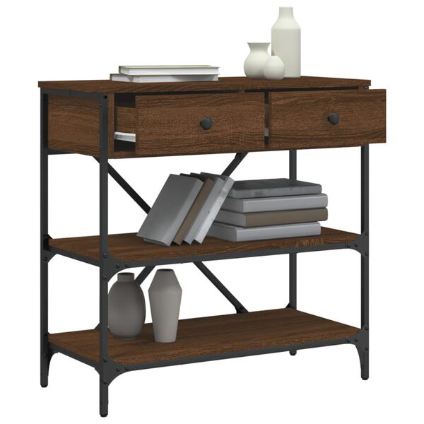 vidaXL Mesa consola 75x34,5x75 cm derivados madeira carvalho castanho