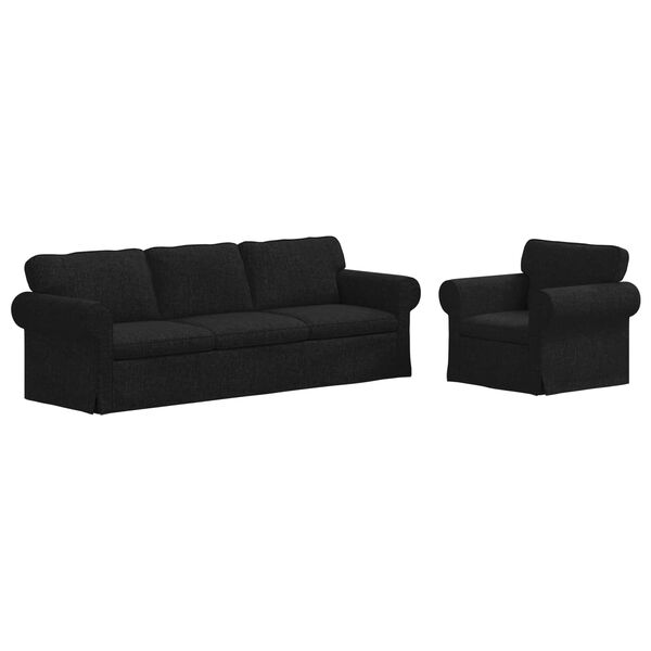 vidaXL Sof&aacute; 2 pcs Preto Dimens&otilde;es gerais: 245 x 82 x 80 cm (L x P x A)