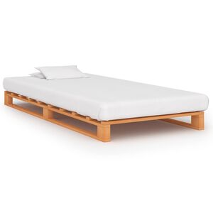 vidaXL Estrutura de cama em paletes pinho maci&ccedil;o 90x200 castanho