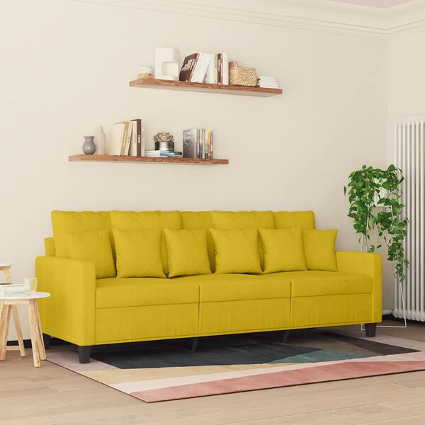 vidaXL Sof&aacute; de 3 lugares 180 cm veludo amarelo