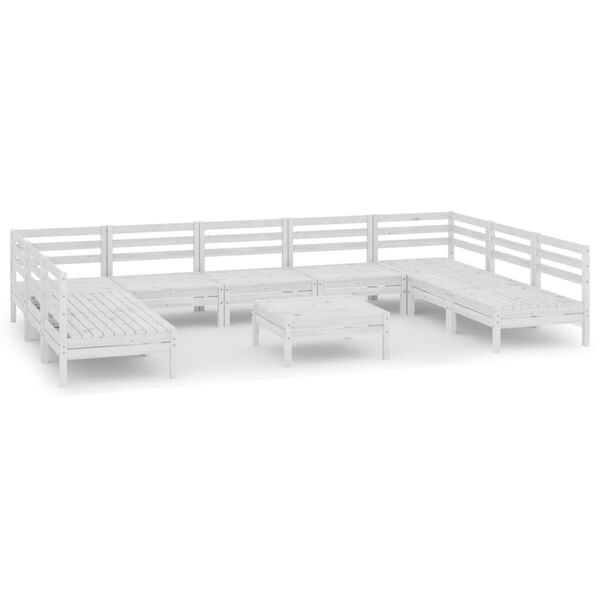 vidaXL 10 pcs conjunto lounge de jardim pinho maci&ccedil;o branco