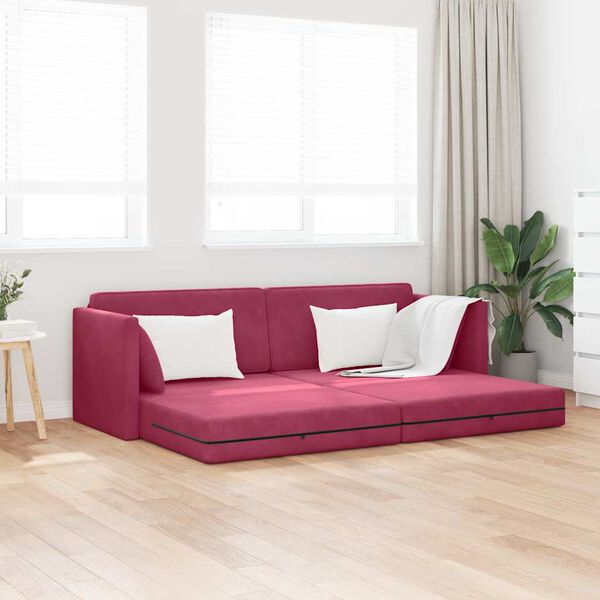 vidaXL Sof&aacute;-cama de ch&atilde;o 200cm Vinho Vermelho Veludo