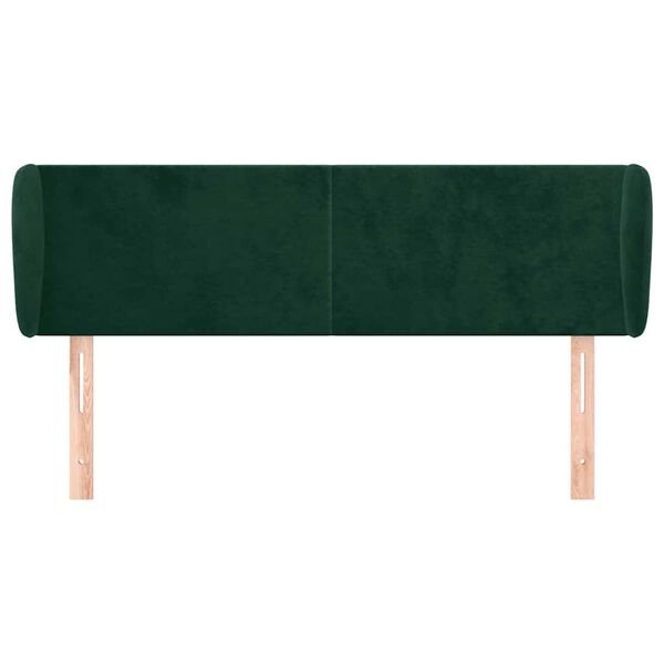 vidaXL Cabeceira de cama c/ abas veludo 147x23x78/88cm verde-escuro