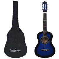 vidaXL Guitarra clássica iniciantes/crianças com saco 1/2 34" azul