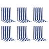 vidaXL Almofad&otilde;es cadeira encosto baixo 6pcs tecido riscas azul/branco