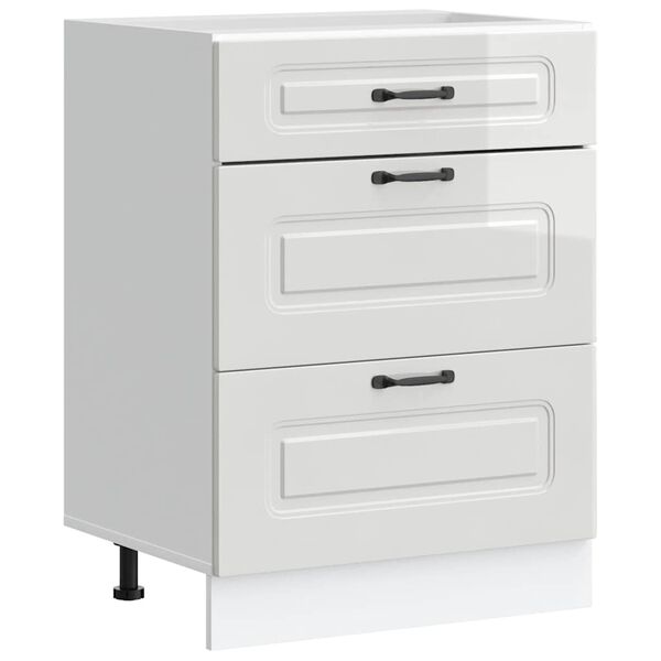 vidaXL Arm&aacute;rio de cozinha "Kalmar" em madeira de engenharia branca brilhante