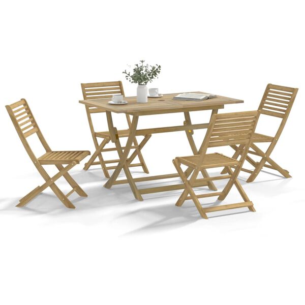 vidaXL Conjunto de jantar p/ jardim 5 pcs madeira de ac&aacute;cia maci&ccedil;a