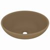 vidaXL Lavat&oacute;rio luxuoso formato oval 40x33 cm cer&acirc;mica creme mate
