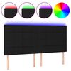 vidaXL Cabeceira de cama c/ luzes LED tecido 160x5x118/128 cm preto