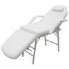vidaXL Cadeira port&aacute;til para tratamento facial, pele sint&eacute;tica, 185x78x76 cm, branca