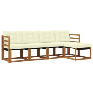 vidaXL Conjunto de Sof&aacute;s para Exterior 5 unid. Natural e Creme