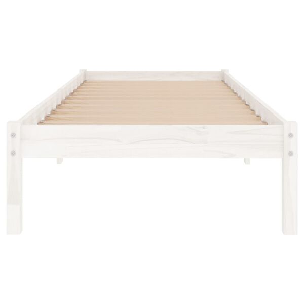vidaXL Estrutura de cama 90x200 cm pinho maci&ccedil;o branco