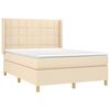 vidaXL Cama box spring c/ colch&atilde;o e LED 140x190 cm tecido cor creme