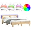 vidaXL Estrutura cama c/ cabeceira/luzes LED 150x200cm carvalho sonoma