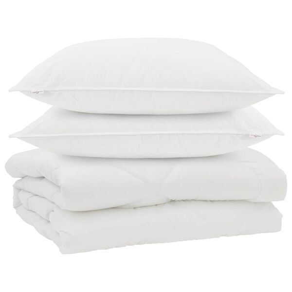 vidaXL Edred&atilde;o com travesseiro 3 pcs Branco Microfibra