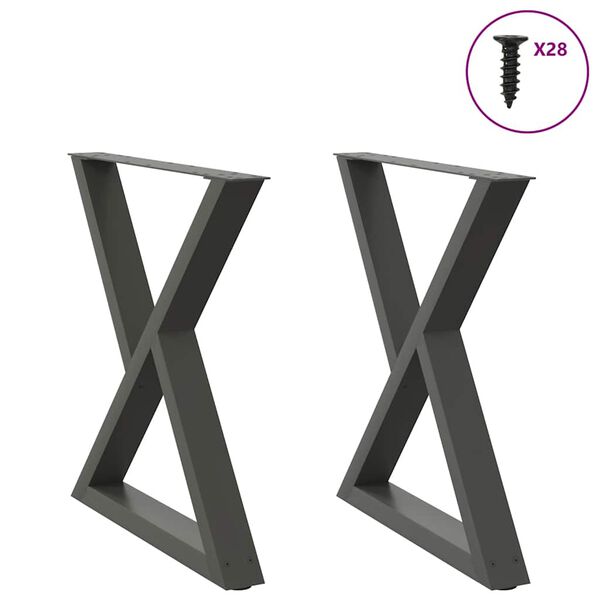 vidaXL P&eacute;s para mesa de jantar 2 pe&ccedil;as antracite 80x(72-73,3) cm a&ccedil;o