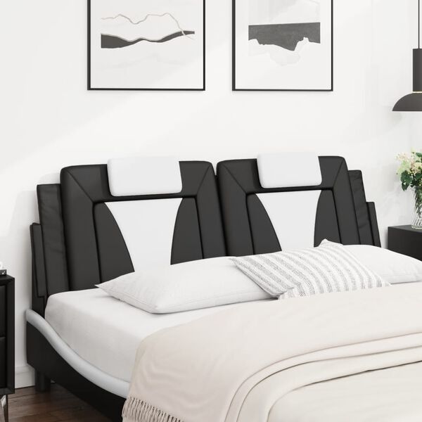 vidaXL Almofad&atilde;o de cabeceira Viana 160 cm couro artificial preto e branco