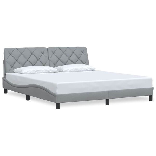 vidaXL Estrutura de cama sem colch&atilde;o 180x200 cm tecido cinzento-claro