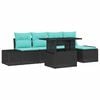 vidaXL Conjunto de Sof&aacute; de Jardim 6 unid. Preto e Azul vime PE