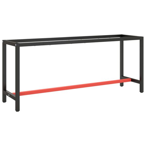 vidaXL Estrutura p/ bancada 190x50x79 cm metal preto e vermelho mate