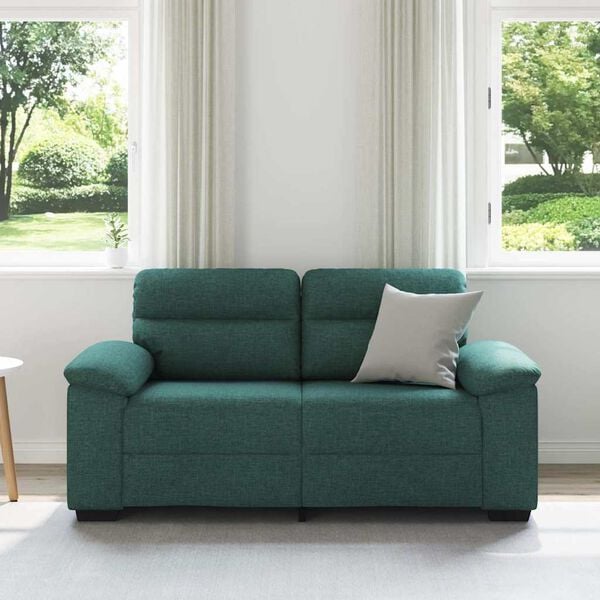 vidaXL Sof&aacute; de 2 lugares 160x81x84 cm tecido verde-escuro