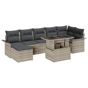 vidaXL Conjunto de Sof&aacute; de Jardim 8 unid. Cinzento-claro