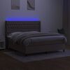 vidaXL Cama box spring colch&atilde;o/LED 160x200 cm tecido cinza-acastanhado