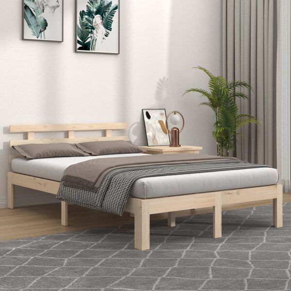vidaXL Estrutura de cama 140x190 cm madeira maci&ccedil;a