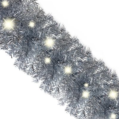 vidaXL Grinalda de Natal com luzes LED 10 m prateado