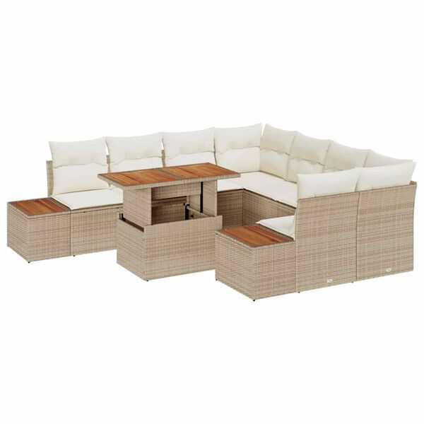 vidaXL Conjunto de Jantar para Jardim com almofada 9 pcs Bege e Creme