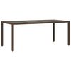 vidaXL 7 pcs conj. jantar jardim c/ almofad&otilde;es vime PE/vidro castanho