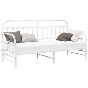 vidaXL Estrutura de cama de dia Branco 75 x 190 cm A&ccedil;o revestido a p&oacute;