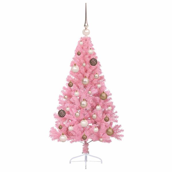 vidaXL &Aacute;rvore de Natal Artificial Pr&eacute;-iluminada Rosa 120 cm PVC