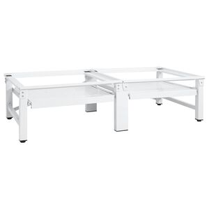 vidaXL Suporte duplo m&aacute;q. lavar/secar c/ prateleiras extra&iacute;veis branco