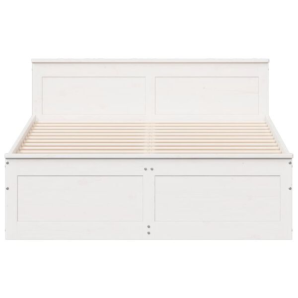 vidaXL Cama sem colchão com cabeceira 150x200 cm pinho maciço branco