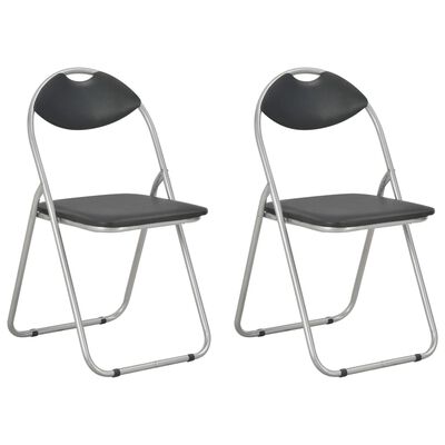 vidaXL Cadeiras de jantar dobráveis 2 pcs couro artificial preto