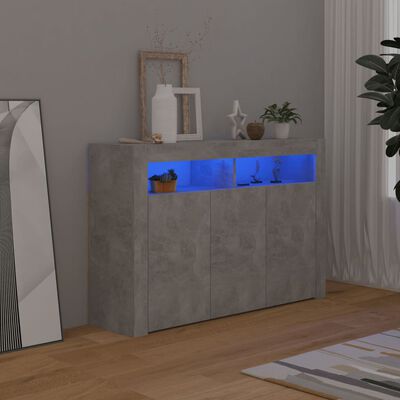vidaXL Aparador com luzes LED 115,5x30x75 cm cinzento cimento