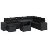 vidaXL 9 pcs conjunto de sof&aacute;s p/ jardim c/ almofad&otilde;es vime PE preto