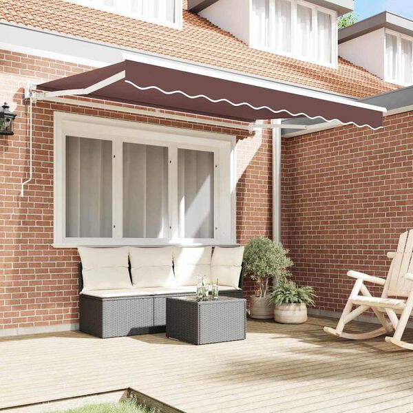 vidaXL Toldo Retr&aacute;til Castanho 350 x 200 cm Poli&eacute;ster e Metal