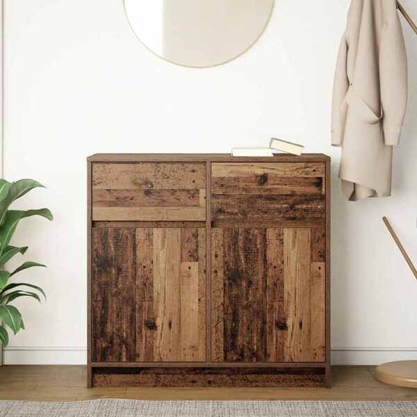 vidaXL Aparador c/ gaveta 80x34x76 cm deriv. madeira madeira velha