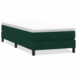 vidaXL Cama com molas sem colch&atilde;o 90x220 cm veludo verde-escuro